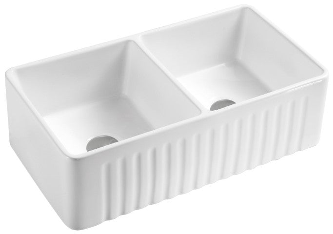 Double Porcelain Apron-Front Sink 33'X18'X10' Reversible