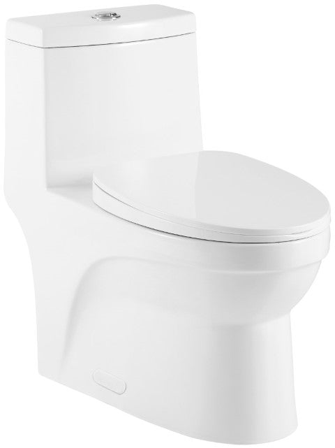 One Piece Oval Toilet With Soft Closing Seat And Dual Flush Height 27 4/5'