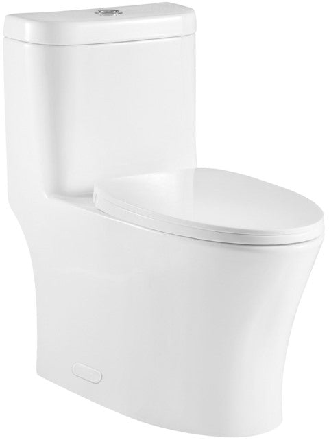 One Piece Oval Toilet With Soft Closing Seat And Dual Flush Height 29 7/10'