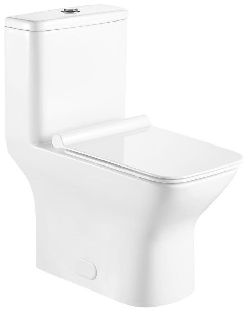 One Piece Square Toilet With Soft Closing Seat And Dual Flush Height 29 9/10'