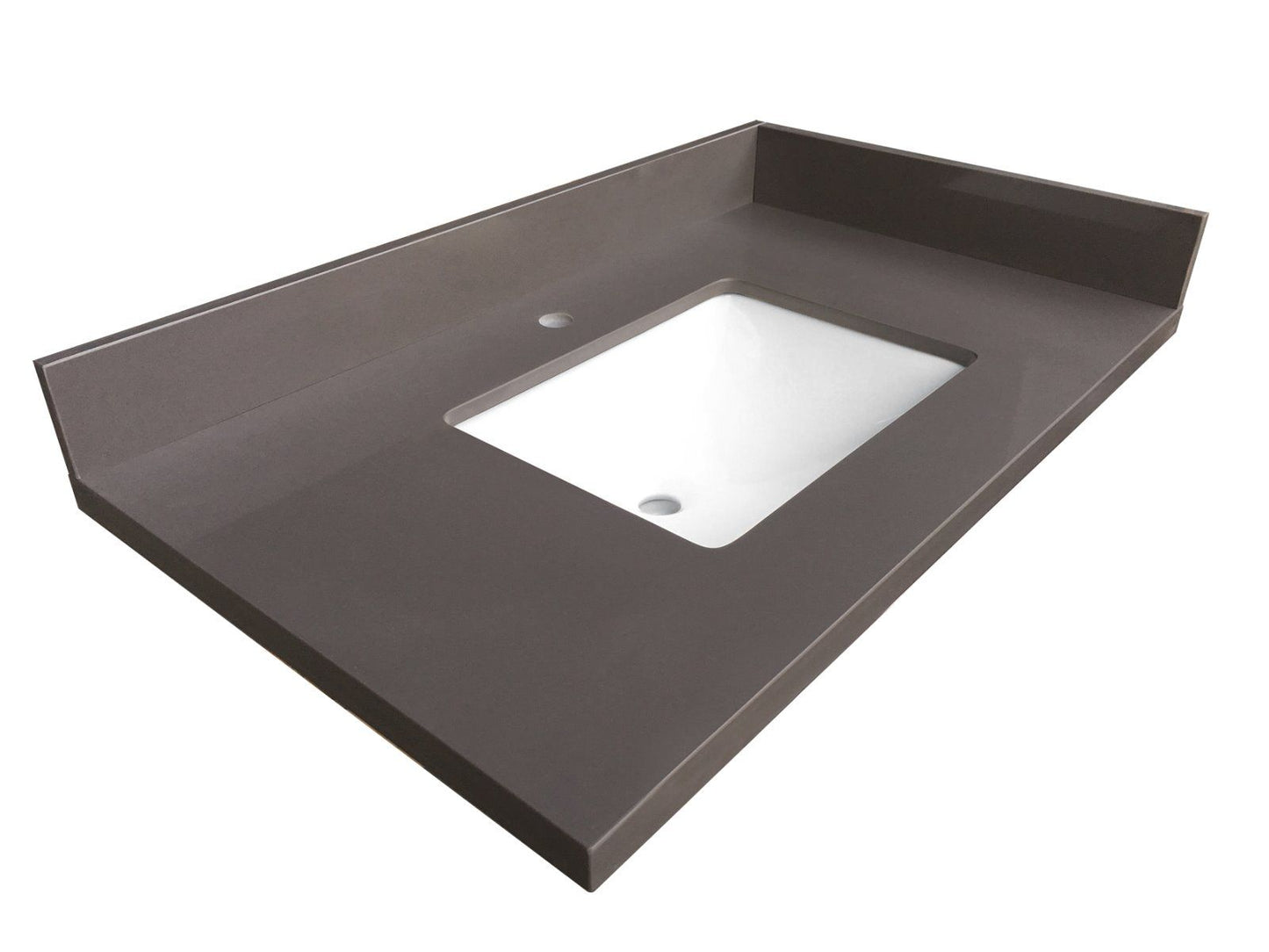 Single Sink Gray Quartz Vanity Top 37.5'X 22.5'X1.5'