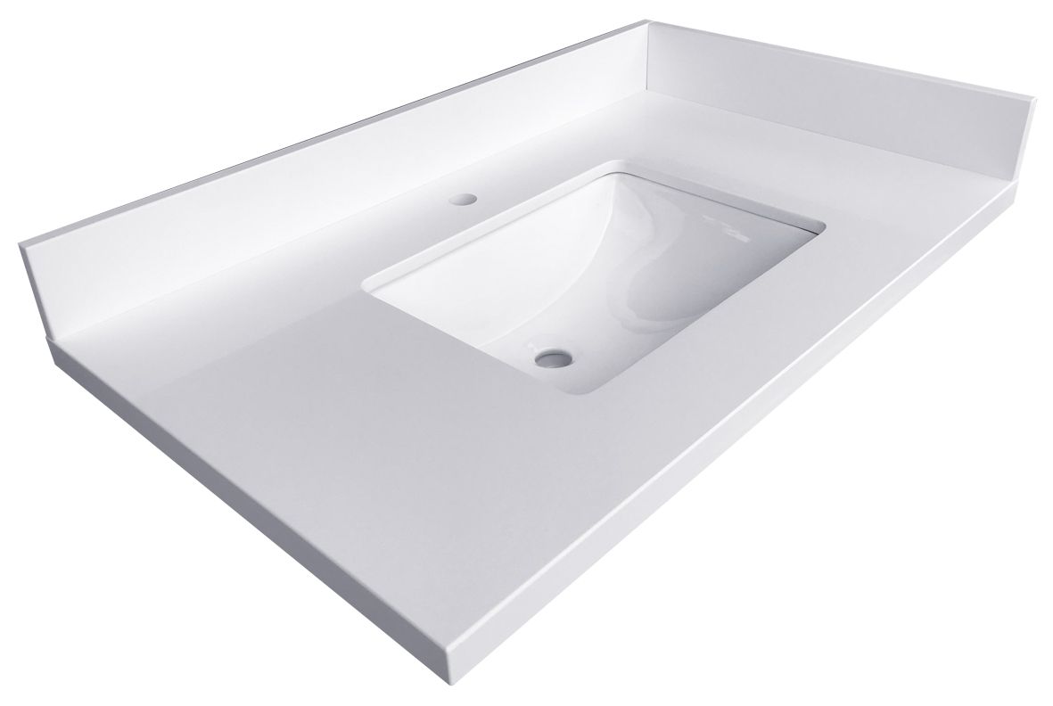 Single Sink White Quartz Vanity Top 25.5'X 22.5'X1.5'