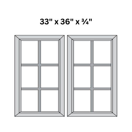 Perla Mullion Glass Door 33' X 36' Textured Glass (Pair)